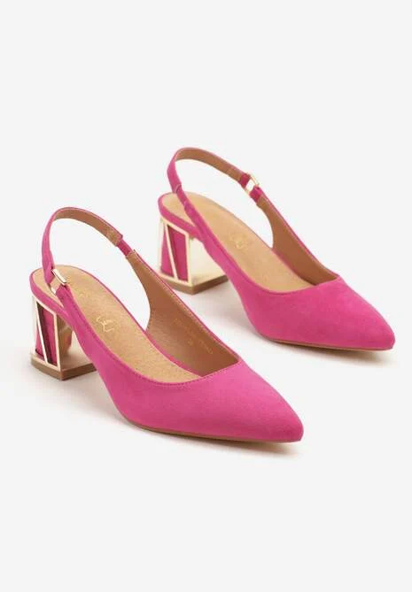 różowe sandały slingback na obcasie