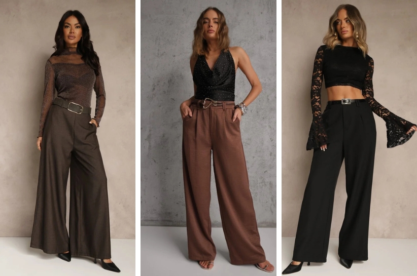 szerokie spodnie z paskiem