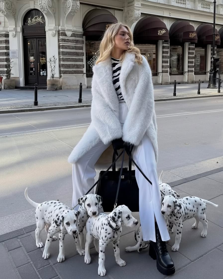 Nowy trend na mieście? Pieski w roli głównej! 🐾👠Futerko Otirona: 398585Wygenerowane przez AI