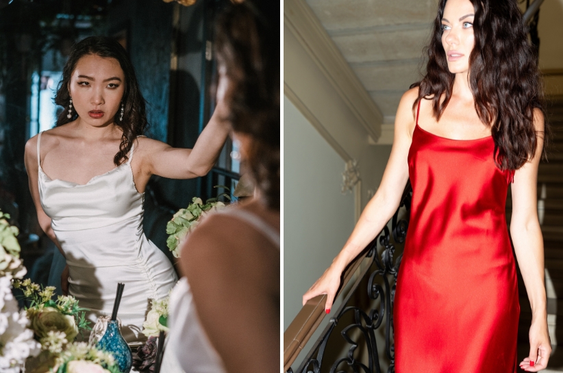 satynowa sukienka bieliźniana stylizacje