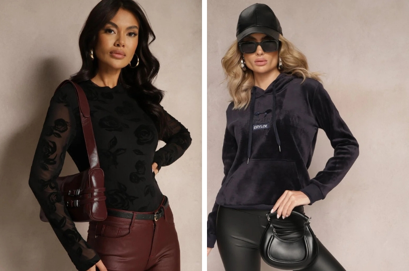 czarne bluzki z weluru