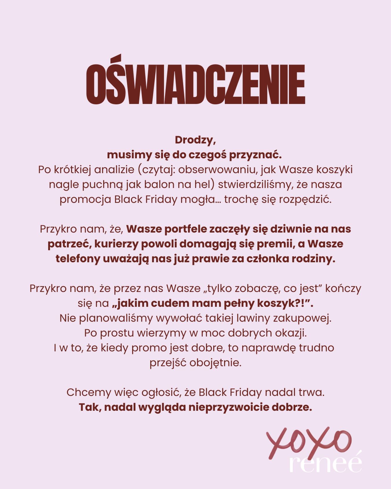 OFICJALNE OŚWIADCZENIA❗️
Nasza promocja się… rozpędziła.