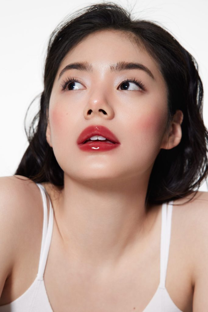 red glazed lips