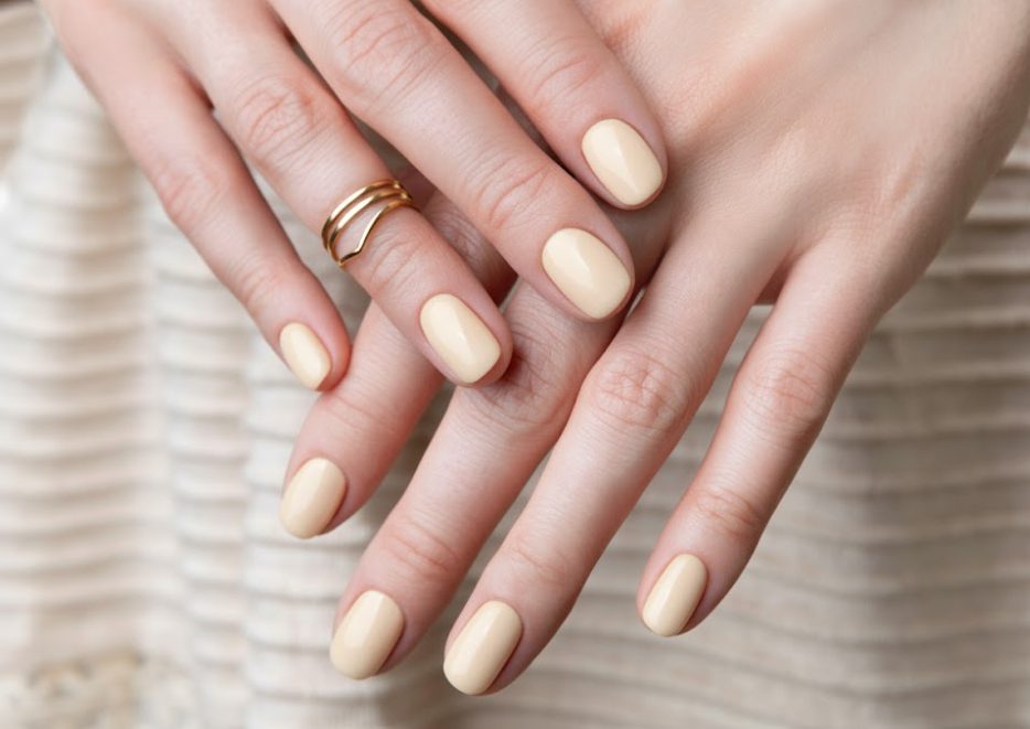 paznolcie w odcieniu ciepłej wanilii